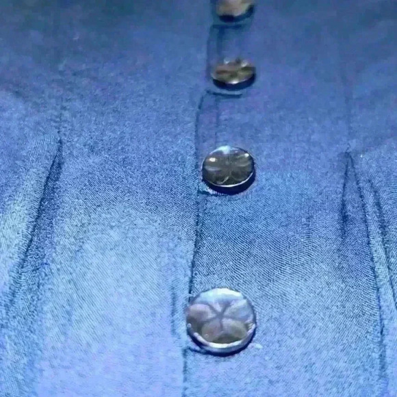 Anthropologie Vanessa Virginia Bold Blue Pleated Flowy Top - Picture 8 of 10